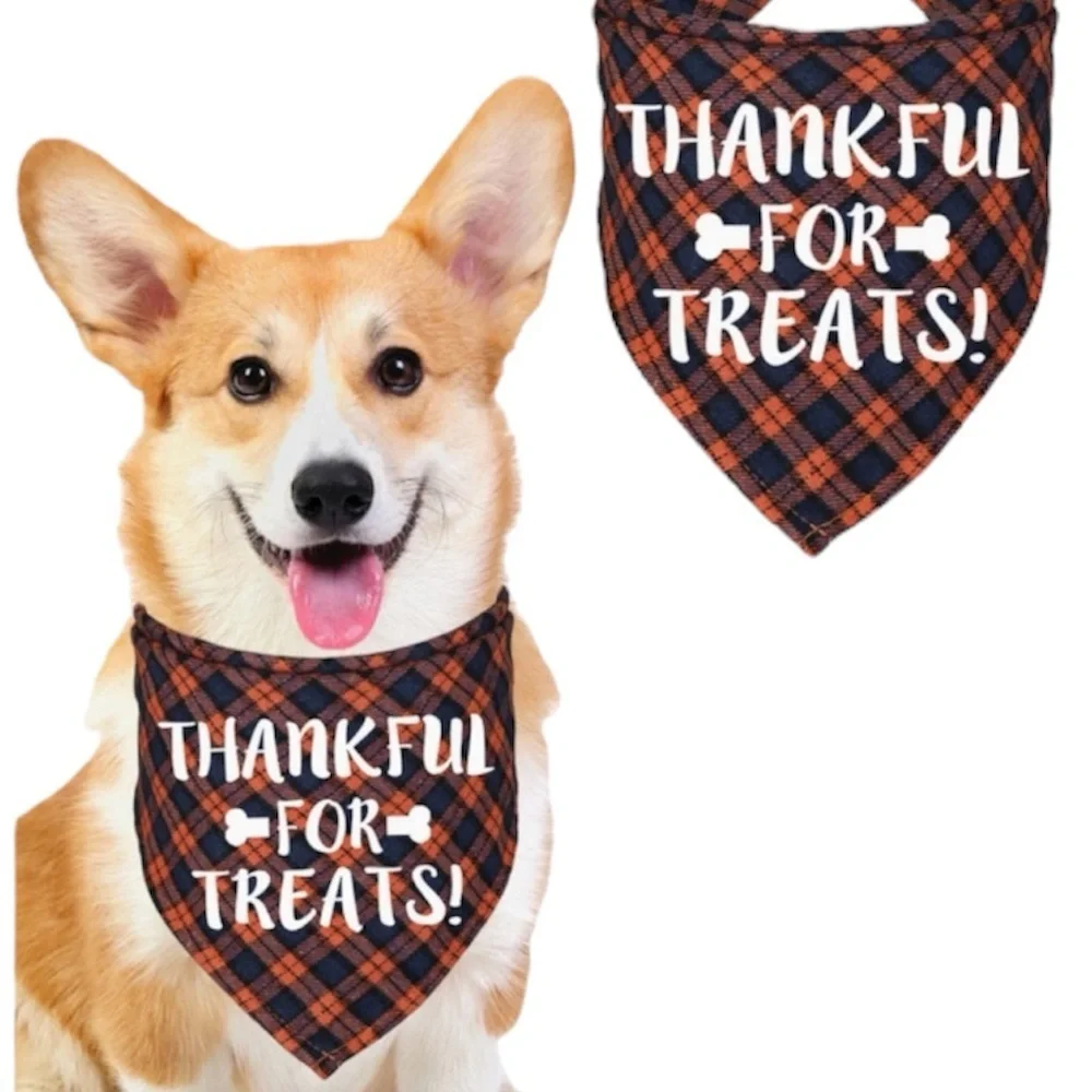 Thanksgiving Dog “Thankful for Treats“Bandana S/M- NEW